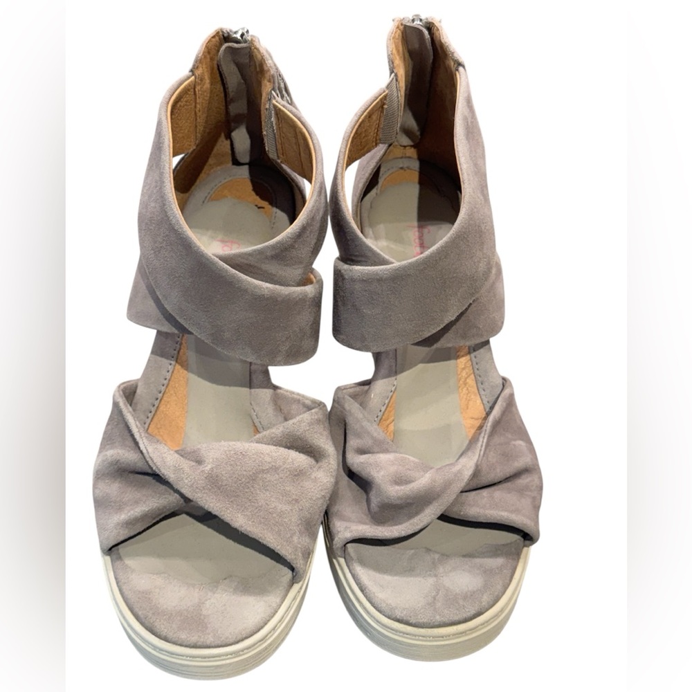 SOFFT Sanielle Gray Suede Wedge Sandals - Comfortable Strappy Platforms, 9B - Picture 9 of 11